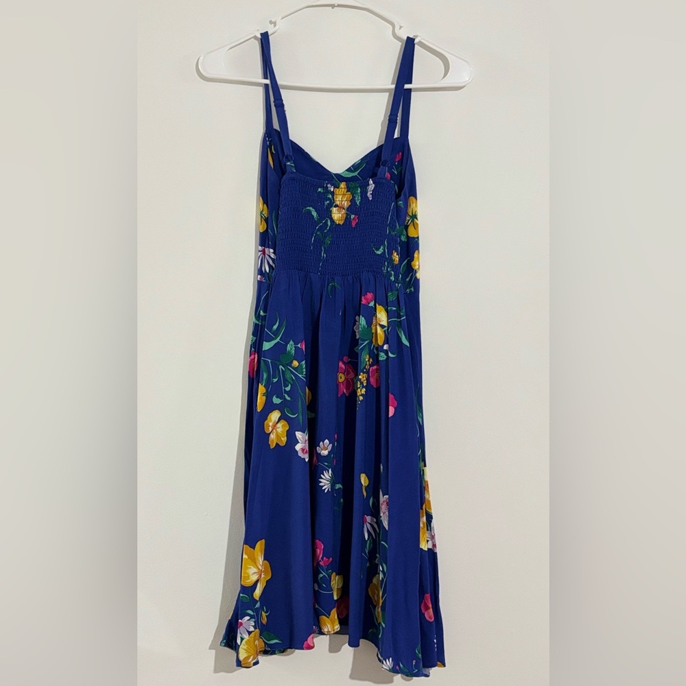 Old Navy Royal Blue Floral Spaghetti-Strap Mini Dress - Size XS - Picture 3 of 4